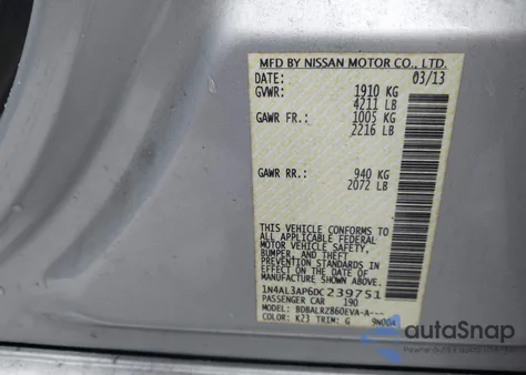 2013 Nissan Altima 2.5/S/Sv/Sl from USA, damaged, VIN 1N4AL3AP6DC239751